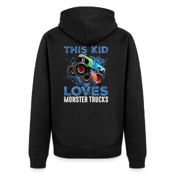 Cet enfant aime Monster Trucks Blue Monster - Veste à capuche bio Premium Unisexe - noir - Dos - Nico (187cm)