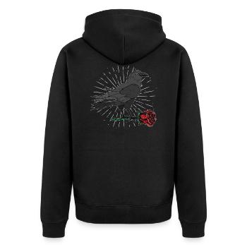 Wikinger Mythologie Geschenk Rose Rabe Krähe - Unisex Premium Bio Zip Hoodie - Schwarz - Hinten - Nico (187cm)
