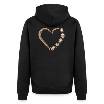 Cute baby sloth heart for sloth lover - Unisex Premium Organic Zip Hoodie - black - Back - Nico (187cm)