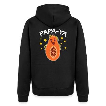Papa-ya Vaterschaftschaftsgeschenk Werdender Papa - Unisex Premium Bio Zip Hoodie - Schwarz - Hinten - Nico (187cm)