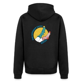 Zwei Verschiedene Socken rocken Funny Sock Zitat - Unisex Premium Bio Zip Hoodie - Schwarz - Hinten - Nico (187cm)
