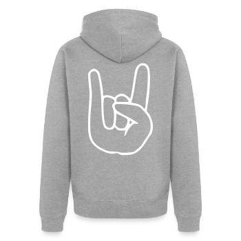 Emoji RocknRoll Sketch White - Unisex Premium Organic Zip Hoodie - heather grey - Back - Nico (187cm)