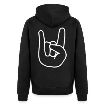 Emoji RocknRoll Croquis blanc - Veste à capuche bio Premium Unisexe - noir - Dos - Nico (187cm)