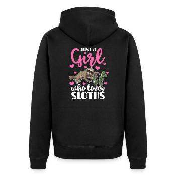 Lazy animal lover gift girl sloth - Unisex Premium Organic Zip Hoodie - black - Back - Nico (187cm)