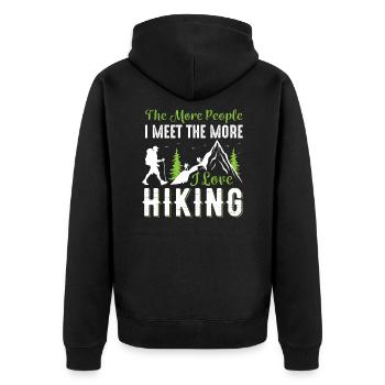 The more people I meet, the more love I do that - Unisex Premium Organic Zip Hoodie - black - Back - Nico (187cm)
