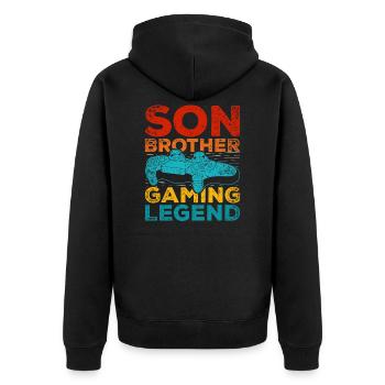 Gaming - Unisex Premium Bio Zip Hoodie - Schwarz - Hinten - Nico (187cm)