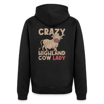 Highland Cattle Lady Scottish highland cattle - Unisex Premium Organic Zip Hoodie - black - Back - Nico (187cm)