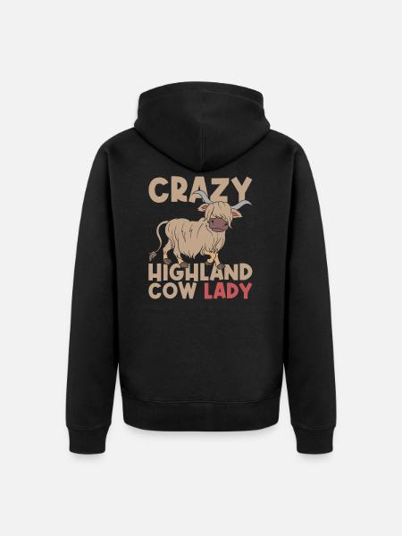 Highland Cattle Lady Schottisches Hochlandrind - Premium økologisk unisex-hættejakke - sort