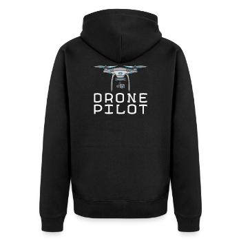Drone Pilot | Dronen T-shirt - Unisex Premium Bio Zip Hoodie - Schwarz - Hinten - Nico (187cm)