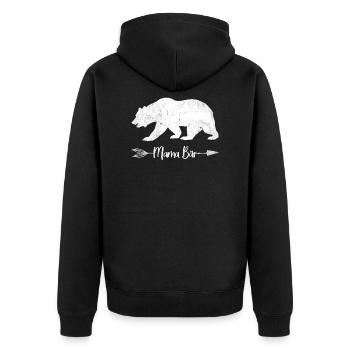Mama Bär Mutter Muttertag Mama Bär - Unisex Premium Bio Zip Hoodie - Schwarz - Hinten - Nico (187cm)