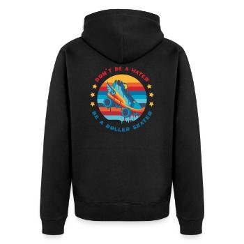 Retro Roller Skating Don't Be a Hater Be a Roller - Unisex Premium Bio Zip Hoodie - Schwarz - Hinten - Nico (187cm)