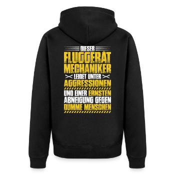 Fluggerätmechaniker Flugzeugmechaniker - Unisex Premium Bio Zip Hoodie - Schwarz - Hinten - Nico (187cm)