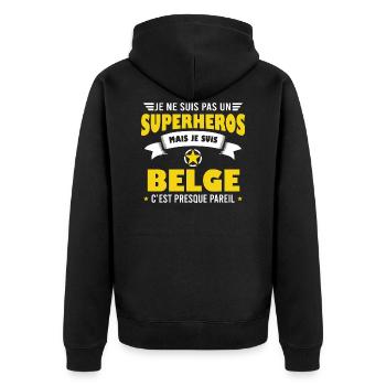 Belgique cadeau drôle Belge pays - Veste à capuche bio Premium Unisexe - noir - Dos - Nico (187cm)