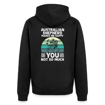 CHEPHERD AUSTRALIEN MAKES ME HEUREUX VOUS N’AVEZ PAS BESOIN DE MUCH - Veste à capuche bio Premium Unisexe - noir - Dos - Nico (187cm)