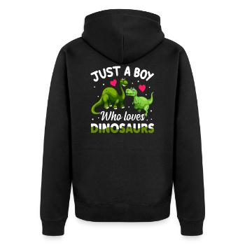 Only a boy who loves dinosaurs - Unisex Premium Organic Zip Hoodie - black - Back - Nico (187cm)