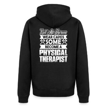 Physiotherapeut werden Physiotherapeut - Unisex Premium Bio Zip Hoodie - Schwarz - Hinten - Nico (187cm)
