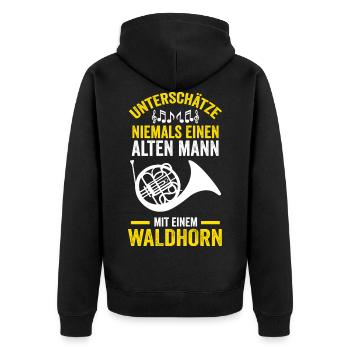 Waldhorn Hornist Opa Orchester Großvater Jazz Musi - Unisex Premium Bio Zip Hoodie - Schwarz - Hinten - Nico (187cm)