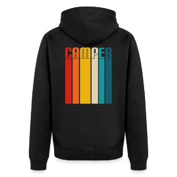 Camper Retro Sonnenuntergang farbenfroh - Unisex Premium Bio Zip Hoodie - Schwarz - Hinten - Nico (187cm)