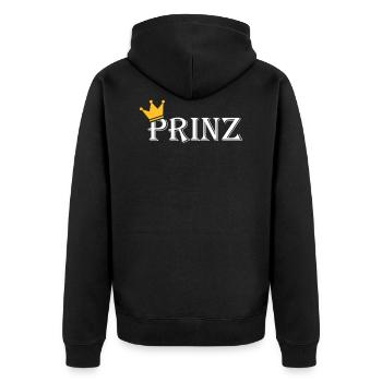 Prinz - Unisex Premium Bio Zip Hoodie - Schwarz - Hinten - Nico (187cm)