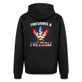 Fireworks and Freedom July 4 Fireworks - Unisex Premium Organic Zip Hoodie - black - Back - Nico (187cm)