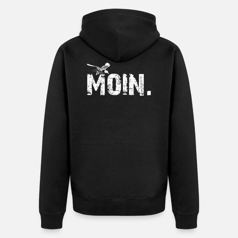 Moin Möwe - Unisex Premium Bio Zip Hoodie - Schwarz