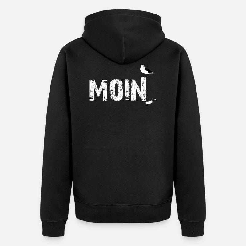 Möwe moin schiss - Unisex Premium Bio Zip Hoodie - Schwarz