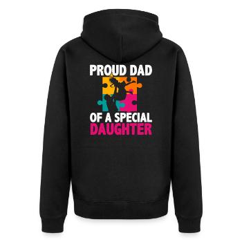Stolzer Vater Einer Besonderen Tochter - Unisex Premium Bio Zip Hoodie - Schwarz - Hinten - Nico (187cm)