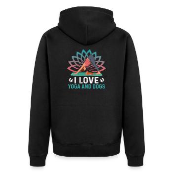 Ich Liebe Yoga und Hunde Lustige Yoga Hunde Asana - Unisex Premium Bio Zip Hoodie - Schwarz - Hinten - Nico (187cm)