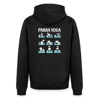 Lustige Panda Yoga Haltungen - Unisex Premium Bio Zip Hoodie - Schwarz - Hinten - Nico (187cm)