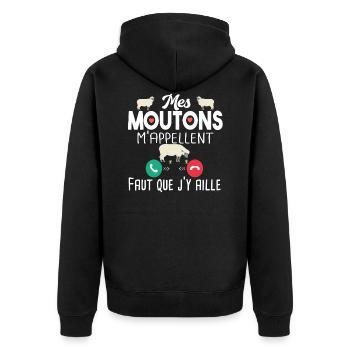 Mouton Brebis Agneau Ferme Cadeau Citations Humour - Veste à capuche bio Premium Unisexe - noir - Dos - Nico (187cm)