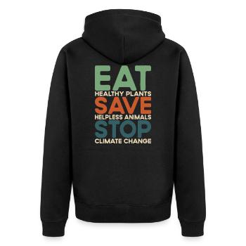 Vegan - Droits des animaux et défenseurs des animaux - Changement climatique - Veste à capuche bio Premium Unisexe - noir - Dos - Nico (187cm)