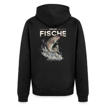Herr der Fische - Angeln und Fischen - Unisex Premium Bio Zip Hoodie - Schwarz - Hinten - Nico (187cm)