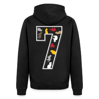 7. Siebter Geburtstag Katze siebenjährige Geschenk - Unisex Premium Bio Zip Hoodie - Schwarz - Hinten - Nico (187cm)