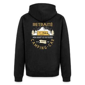 retraité camping6car cadeau humour retraite homme - Veste à capuche bio Premium Unisexe - noir - Dos - Nico (187cm)