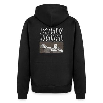 Krav Maga IDF Israel Kampfsport MMA Boxen - Unisex Premium Bio Zip Hoodie - Schwarz - Hinten - Nico (187cm)