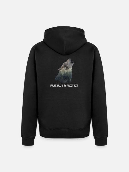 Preserve & Protect Wolf Climate Change - Unisex Premium Organic Zip Hoodie - black