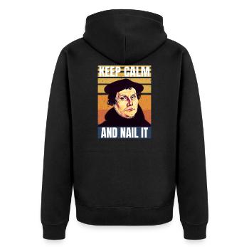 Martin Luther - Keep Calm And Nail It - Veste à capuche bio Premium Unisexe - noir - Dos - Nico (187cm)