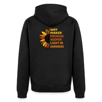 Waymaker & Christliche Kleidung - Unisex Premium Bio Zip Hoodie - Schwarz - Hinten - Nico (187cm)
