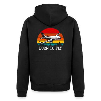 Airplane Pilot - Born to Fly - Flying - Unisex Premium Organic Zip Hoodie - black - Back - Nico (187cm)