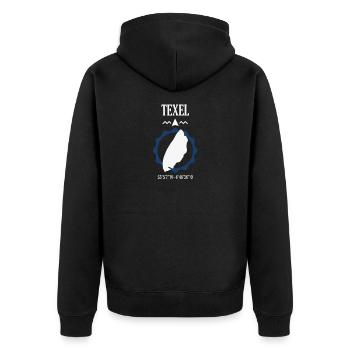 Texel Map Coordinates - Unisex Premium Organic Zip Hoodie - black - Back - Nico (187cm)