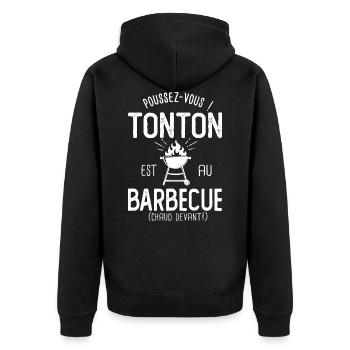 tonton est au barbecue humour oncle tonton BBQ - Veste à capuche bio Premium Unisexe - noir - Dos - Nico (187cm)