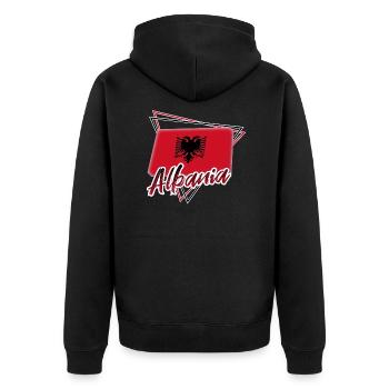 Albanien - Unisex Premium Bio Zip Hoodie - Schwarz - Hinten - Nico (187cm)
