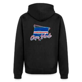 Cape Verde - Unisex Premium Organic Zip Hoodie - black - Back - Nico (187cm)