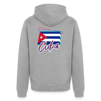 Kuba - Unisex Premium Bio Zip Hoodie - Grau meliert - Hinten - Nico (187cm)