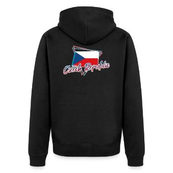 Tschechische Republik - Unisex Premium Bio Zip Hoodie - Schwarz - Hinten - Nico (187cm)