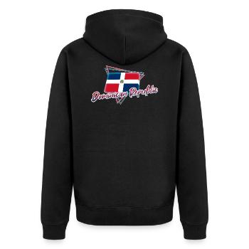 Dominican Republic - Unisex Premium Organic Zip Hoodie - black - Back - Nico (187cm)