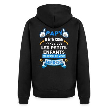 Papy Héros des petits enfants cadeau famille - Veste à capuche bio Premium Unisexe - noir - Dos - Nico (187cm)