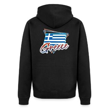 Griechenland - Unisex Premium Bio Zip Hoodie - Schwarz - Hinten - Nico (187cm)