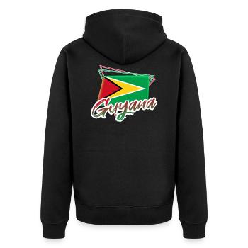 Guyana - Unisex Premium Organic Zip Hoodie - black - Back - Nico (187cm)
