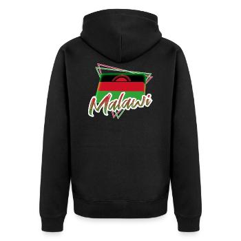 Malawi - Unisex Premium Organic Zip Hoodie - black - Back - Nico (187cm)